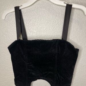 Urban Outfitters Black Velvet Crop Top small